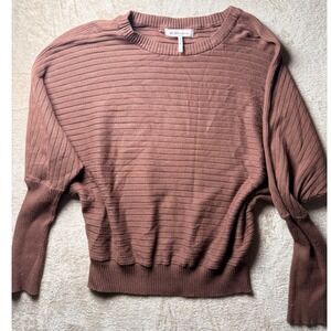 BCBGeneration Brown Ribbed Dolman Sleeve Knit Sweater Small y2K Basics Earthy